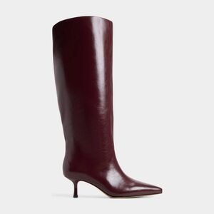 Burgundy Knee-High Vegan Leather Boots
